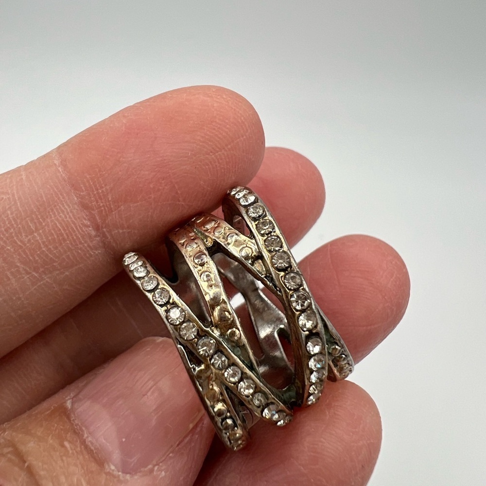 Gold and Silver Crystal Band‎ Ring